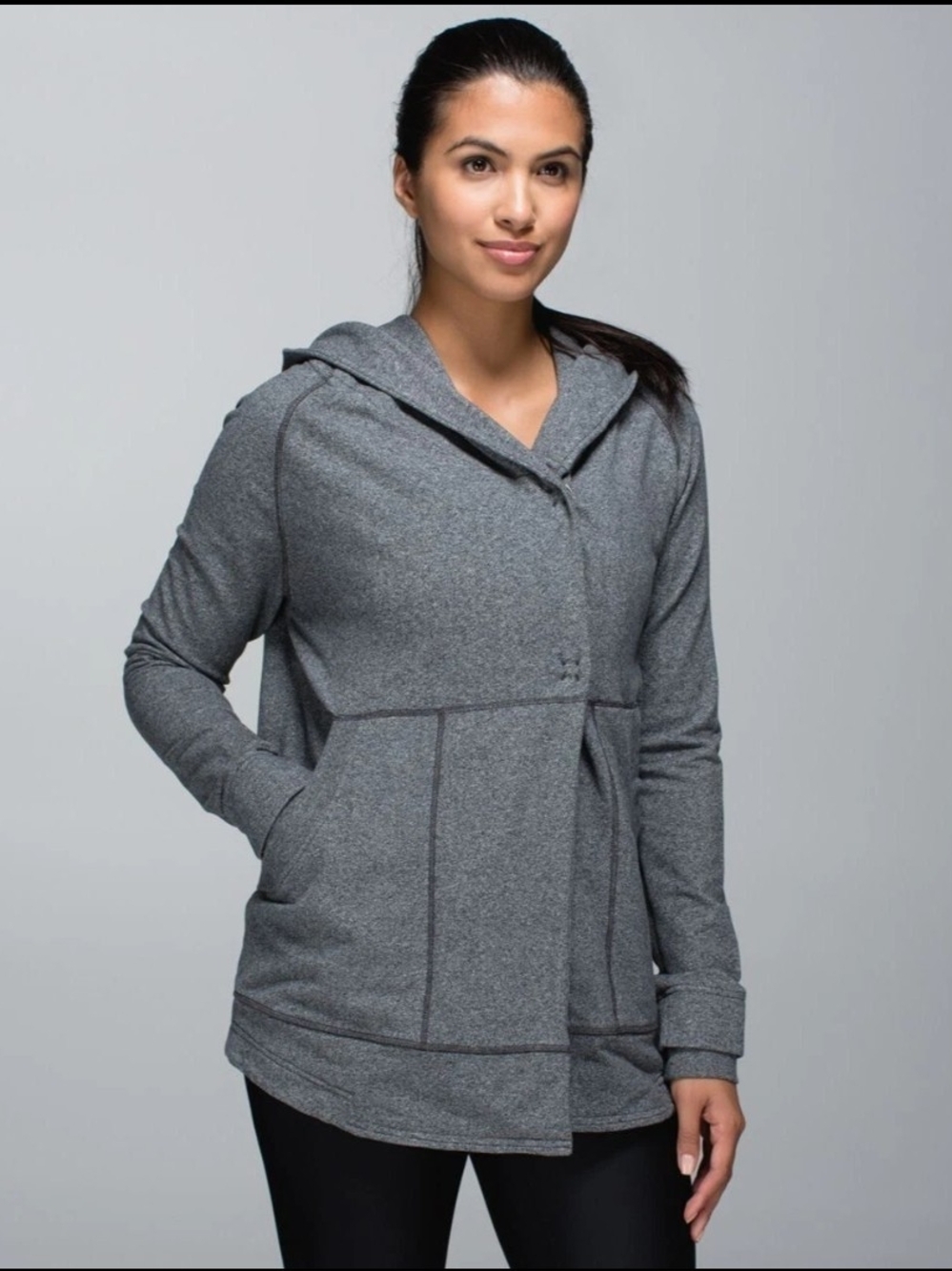 Women's Lululemon Gray Hooded Long-Sleeve Sweat Jacket Size Medium